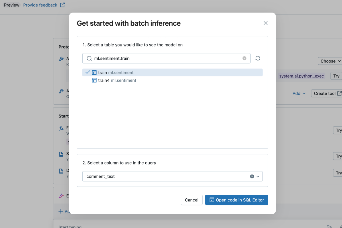 MLflow model serving screenshot