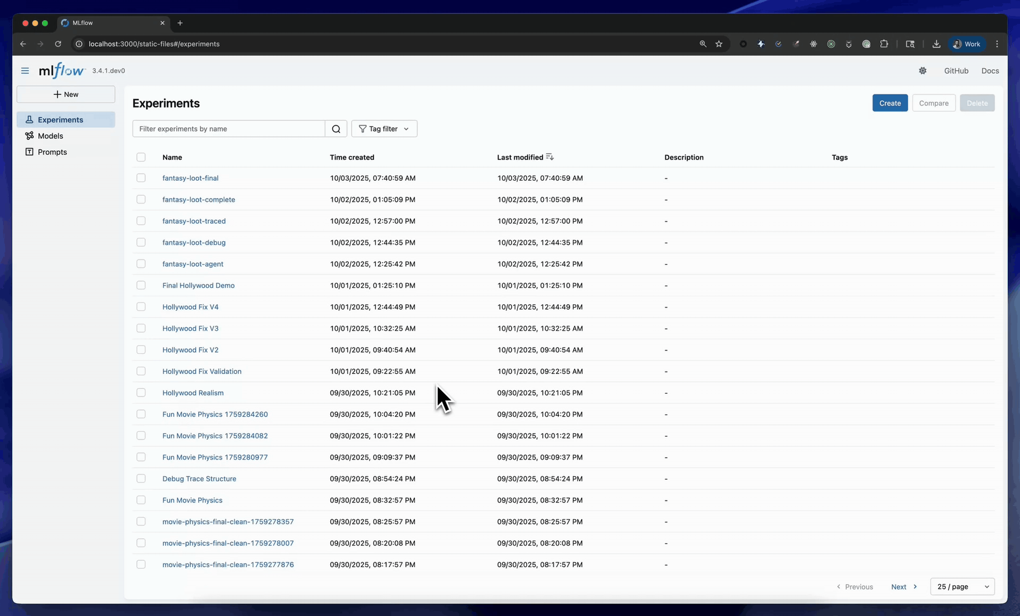 MLflow Trace UI showing detailed execution flow
